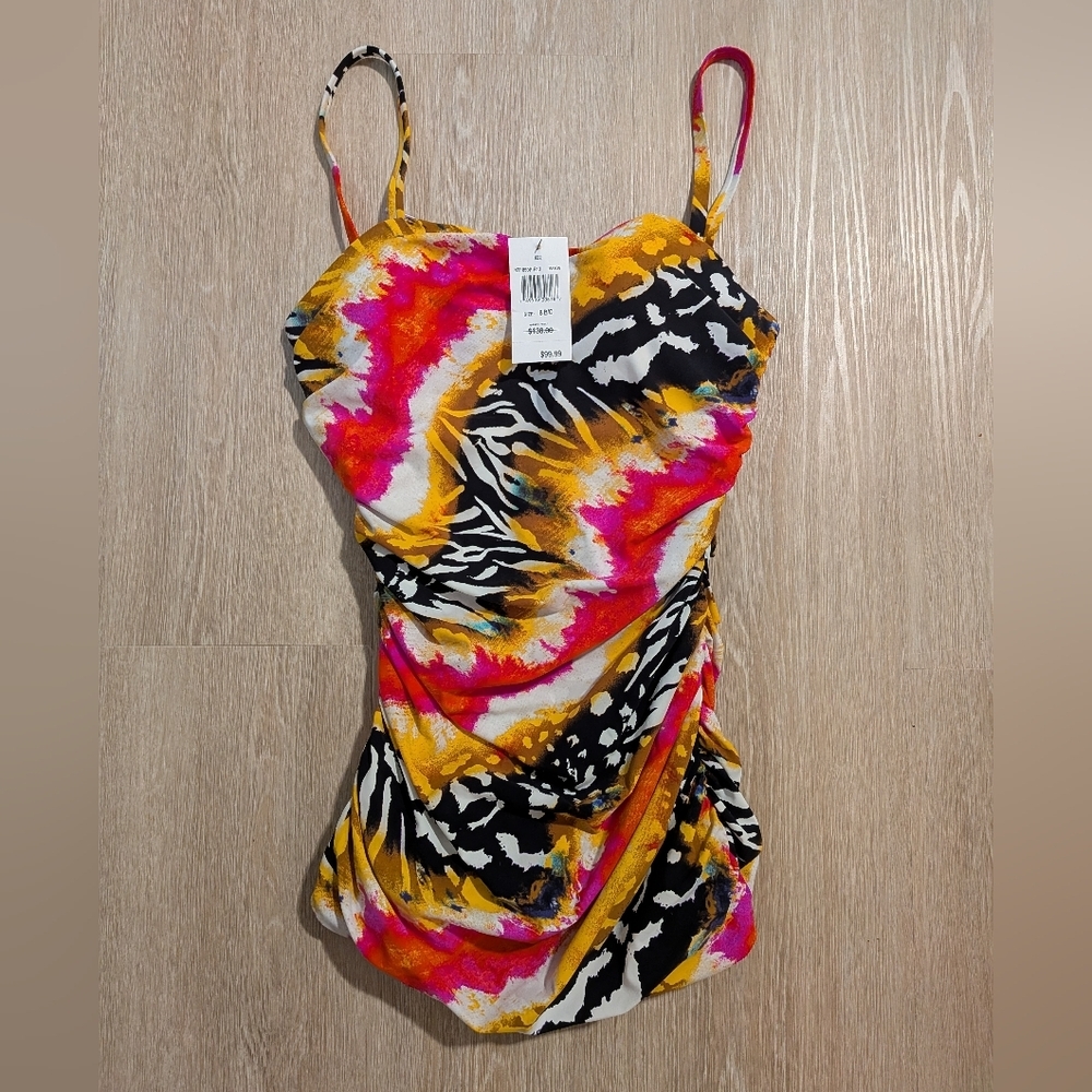 Natori Swim Top Women's 8B/C Multicolor Mayon Dragon